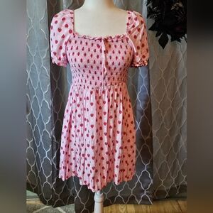 Pink Strawberry Smocked Dress